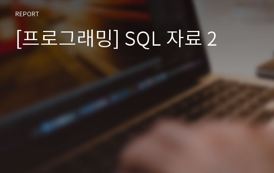 [프로그래밍] SQL 자료 2