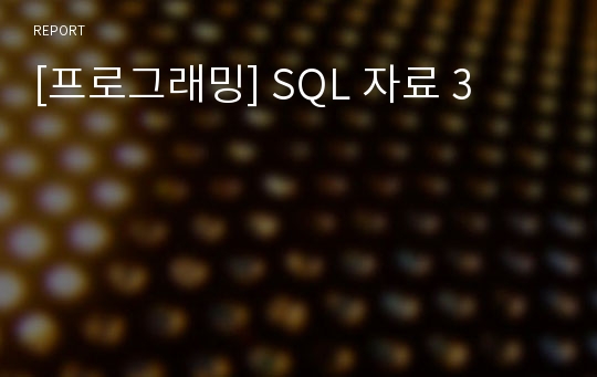 [프로그래밍] SQL 자료 3