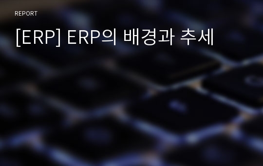 [ERP] ERP의 배경과 추세