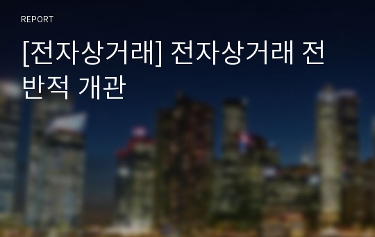 [전자상거래] 전자상거래 전반적 개관