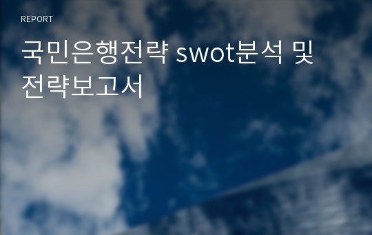 국민은행전략 swot분석 및 전략보고서