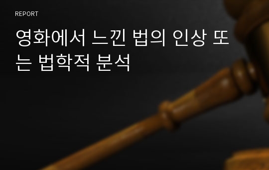 영화에서 느낀 법의 인상 또는 법학적 분석