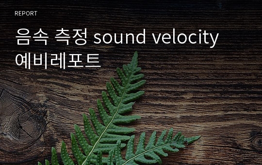 음속 측정 sound velocity 예비레포트