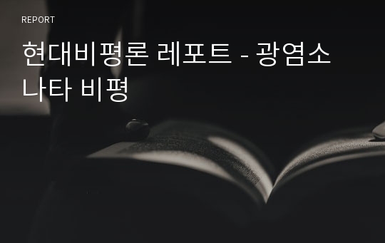 현대비평론 레포트 - 광염소나타 비평