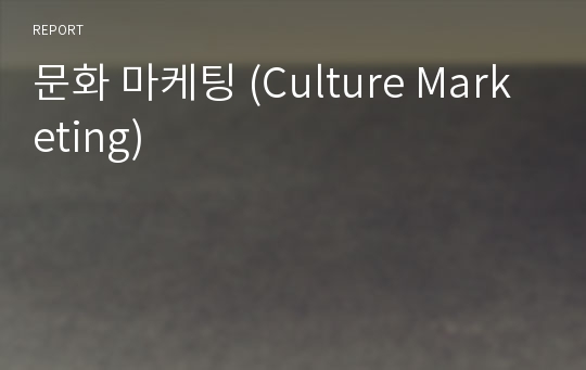 문화 마케팅 (Culture Marketing)