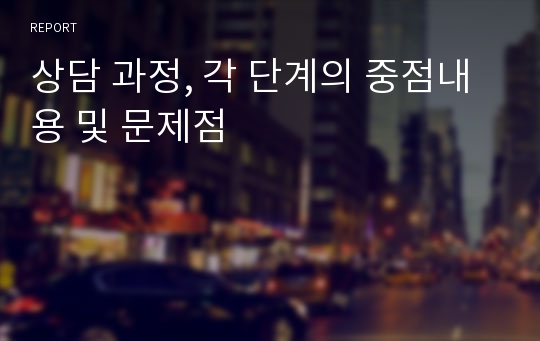 상담 과정, 각 단계의 중점내용 및 문제점