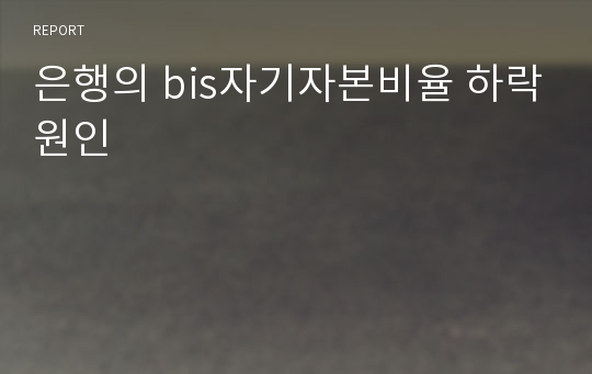 은행의 bis자기자본비율 하락원인