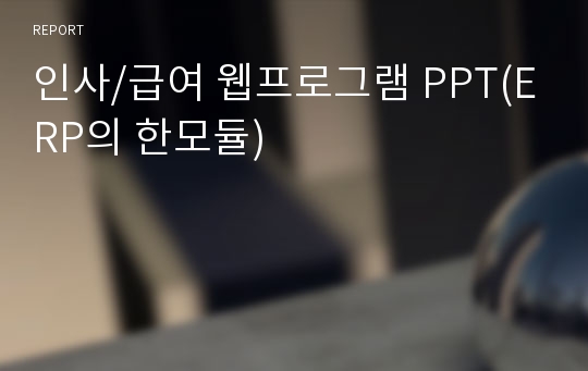 인사/급여 웹프로그램 PPT(ERP의 한모듈)