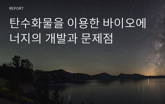 탄수화물을 이용한 바이오에너지의 개발과 문제점