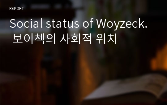 Social status of Woyzeck. 보이첵의 사회적 위치