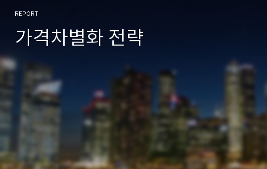 가격차별화 전략