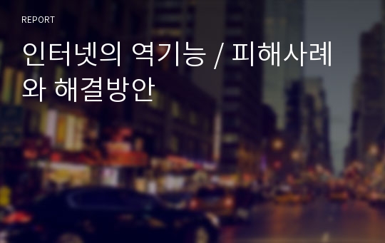 인터넷의 역기능 / 피해사례와 해결방안