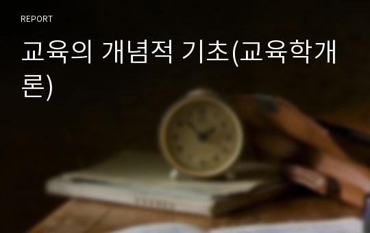 교육의 개념적 기초(교육학개론)