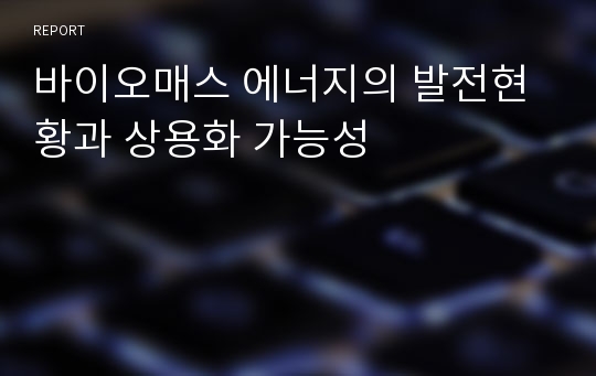 바이오매스 에너지의 발전현황과 상용화 가능성