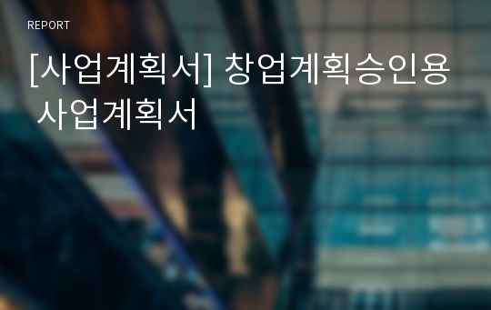 [사업계획서] 창업계획승인용 사업계획서