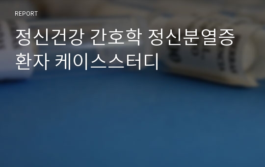 정신건강 간호학 정신분열증 환자 케이스스터디