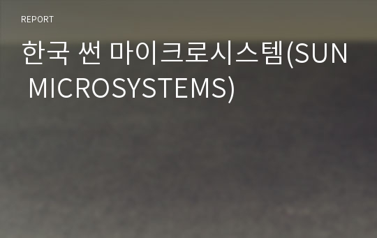 한국 썬 마이크로시스템(SUN MICROSYSTEMS)