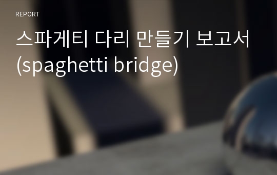 스파게티 다리 만들기 보고서(spaghetti bridge)