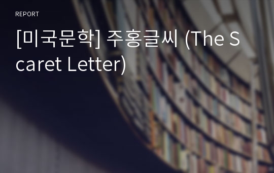 [미국문학] 주홍글씨 (The Scaret Letter)