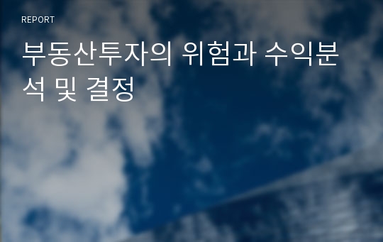 부동산투자의 위험과 수익분석 및 결정