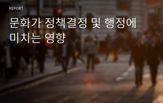 문화가 정책결정 및 행정에 미치는 영향