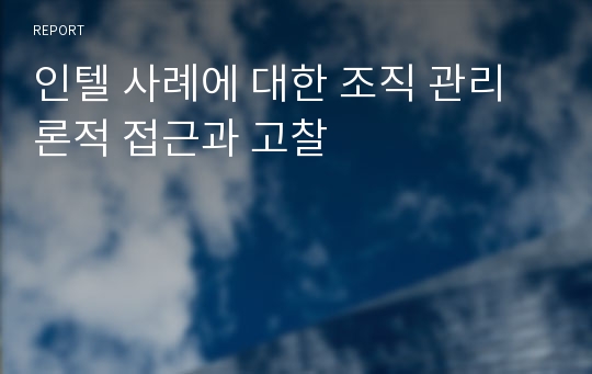 인텔 사례에 대한 조직 관리론적 접근과 고찰