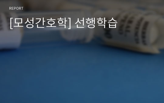 [모성간호학] 선행학습