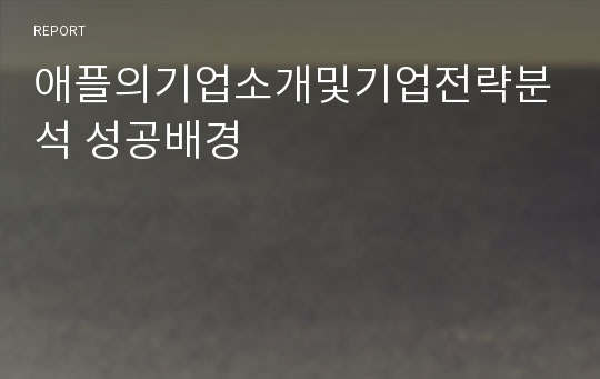 애플의기업소개및기업전략분석 성공배경