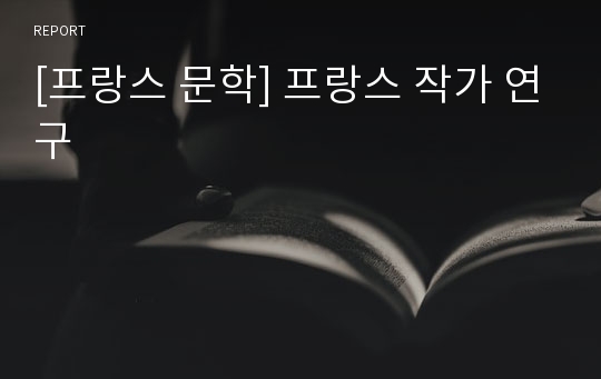 [프랑스 문학] 프랑스 작가 연구