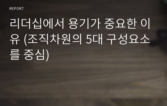 리더십에서 용기가 중요한 이유 (조직차원의 5대 구성요소를 중심)