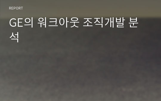 GE의 워크아웃 조직개발 분석