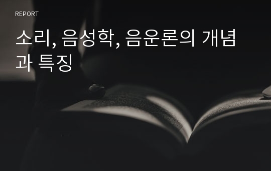 소리, 음성학, 음운론의 개념과 특징