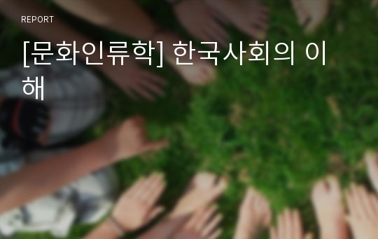 [문화인류학] 한국사회의 이해