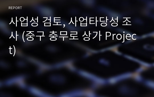 사업성 검토, 사업타당성 조사 (중구 충무로 상가 Project)