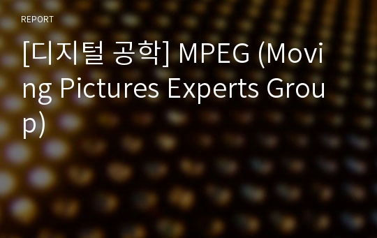 [디지털 공학] MPEG (Moving Pictures Experts Group)