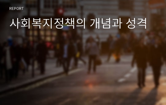 사회복지정책의 개념과 성격