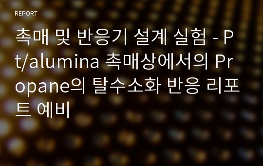 촉매 및 반응기 설계 실험 - Pt/alumina 촉매상에서의 Propane의 탈수소화 반응 리포트 예비