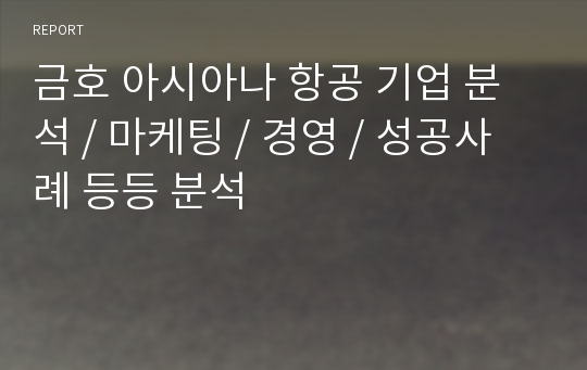 금호 아시아나 항공 기업 분석 / 마케팅 / 경영 / 성공사례 등등 분석