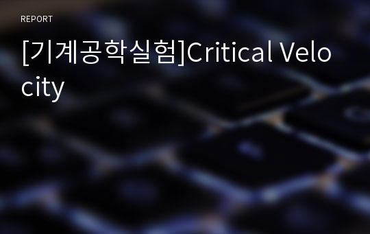 [기계공학실험]Critical Velocity