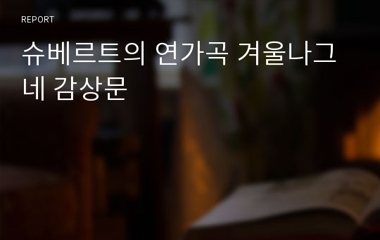 슈베르트의 연가곡 겨울나그네 감상문