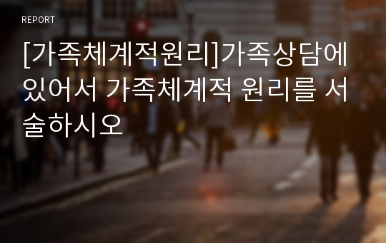 [가족체계적원리]가족상담에 있어서 가족체계적 원리를 서술하시오