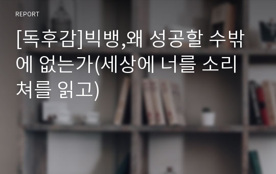 [독후감]빅뱅,왜 성공할 수밖에 없는가(세상에 너를 소리쳐를 읽고)