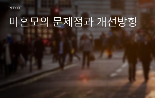 미혼모의 문제점과 개선방향