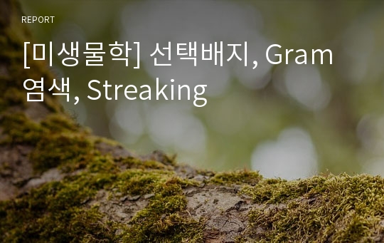 [미생물학] 선택배지, Gram염색, Streaking