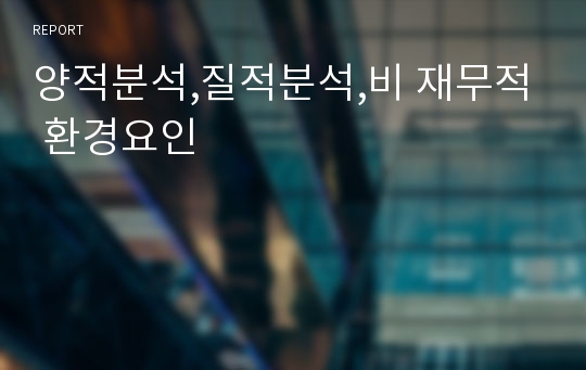 양적분석,질적분석,비 재무적 환경요인