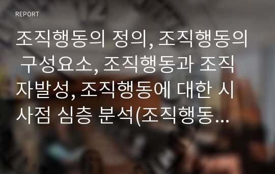 조직행동의 정의, 조직행동의 구성요소, 조직행동과 조직자발성, 조직행동에 대한 시사점 심층 분석(조직행동, 조직행동의 정의, 조직행동의 구성요소, 조직행동과 조직자발성, 조직행동에 대한 시사점)