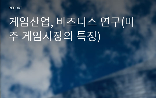 게임산업, 비즈니스 연구(미주 게임시장의 특징)