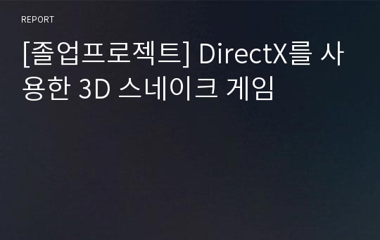 [졸업프로젝트] DirectX를 사용한 3D 스네이크 게임