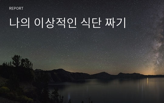 나의 이상적인 식단 짜기