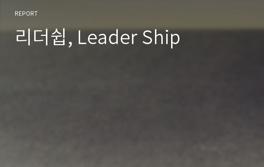 리더쉽, Leader Ship